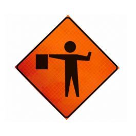 Flagger Symbol (RUS) Roll-Up Sign