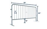 6.5 ft Metal Barricade | Flat Feet | Hot-Dip Galvanized 