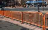 7.5 ft Metal Barricade Orange | Flat Feet | Heavy-Duty