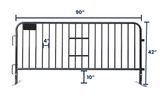 7.5 ft Metal Barricade Black | Flat Feet | Heavy-Duty 