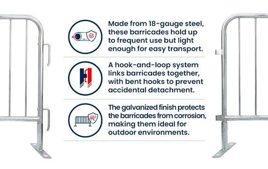 6.5 ft Metal Barricade | Flat Feet | Hot-Dip Galvanized 