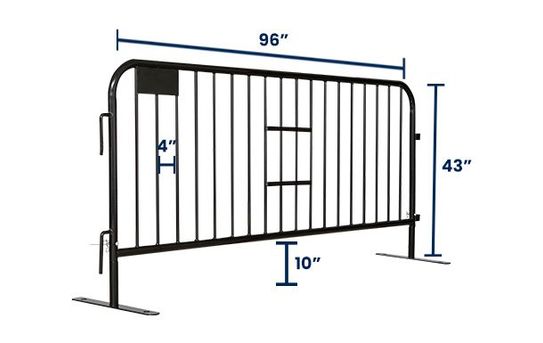 8 ft Metal Barricade | Powder Coated Black