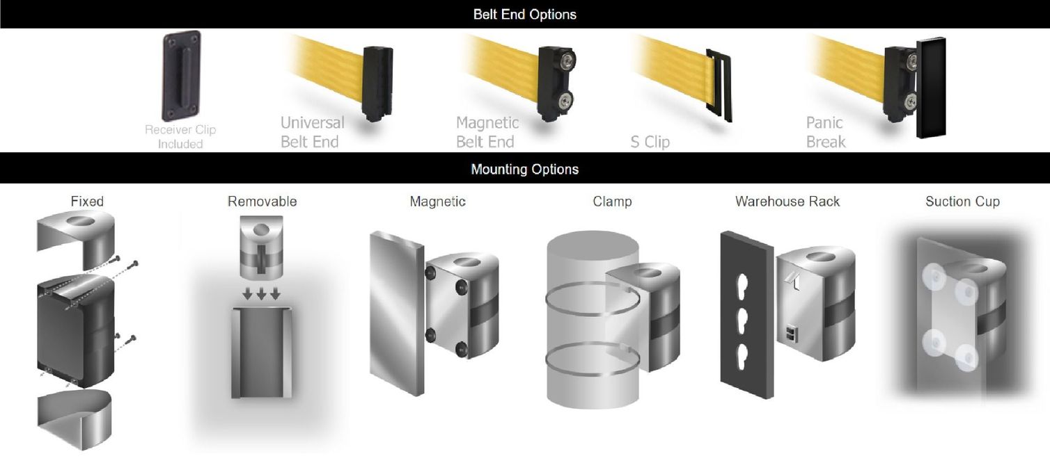 10'L Retractable Double Belt Barrier | Wall Mounted