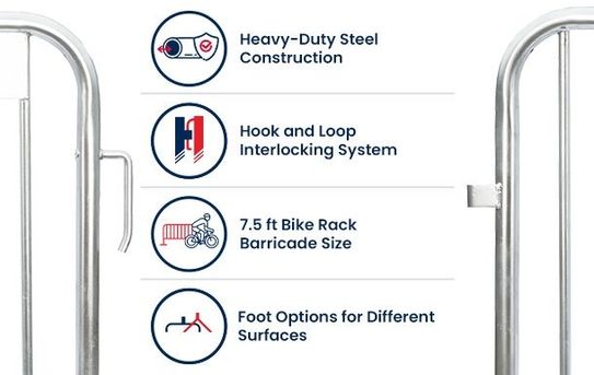 7.5 ft Metal Barricade | Feet Options | Heavy-Duty