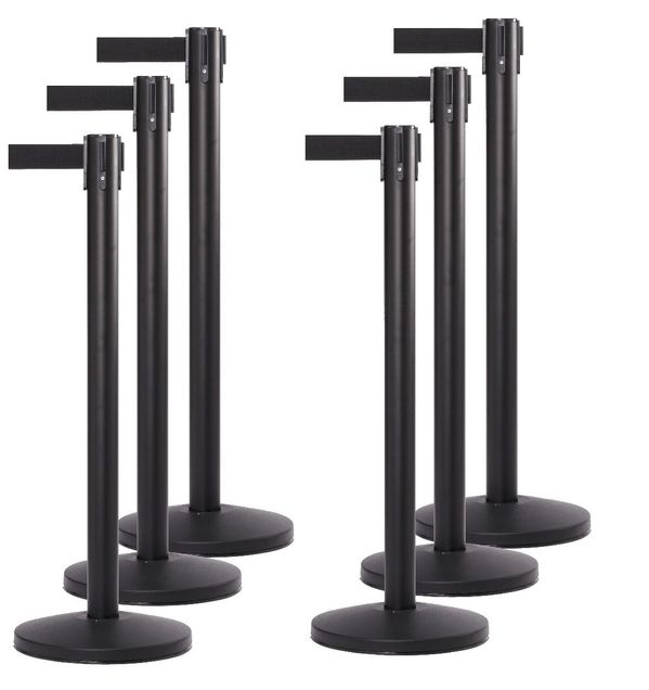 10 ft Retractable Belt Stanchion | 6-Unit Kit