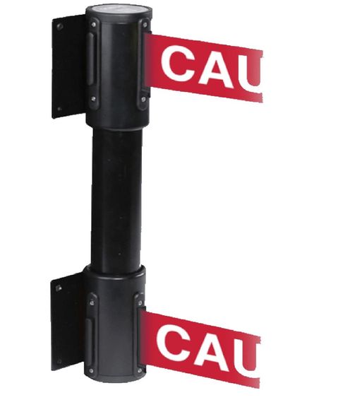 7.5'L Retractable Double Belt Barrier | Wall Mounted