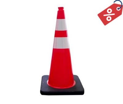 28" Orange Construction Cone with Black Base