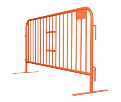 7.5 ft Metal Barricade Orange | Flat Feet | Heavy-Duty