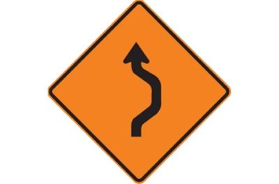 Double Reverse Curve Right (RUS) Roll-Up Signs