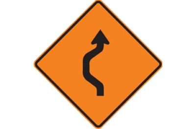 Double Reverse Curve Left (RUS) Roll-Up Signs